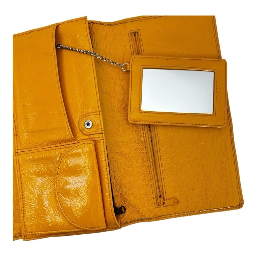Hobo International Large Patent Leather Women's Clutch Wallet | Orange Y2k - Picture 7 of 15